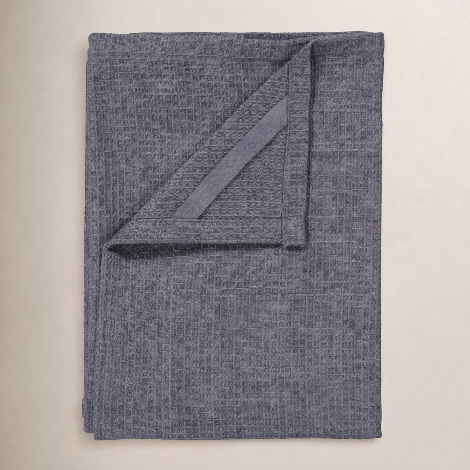 Grid Linen Tea Towel, Gunmetal