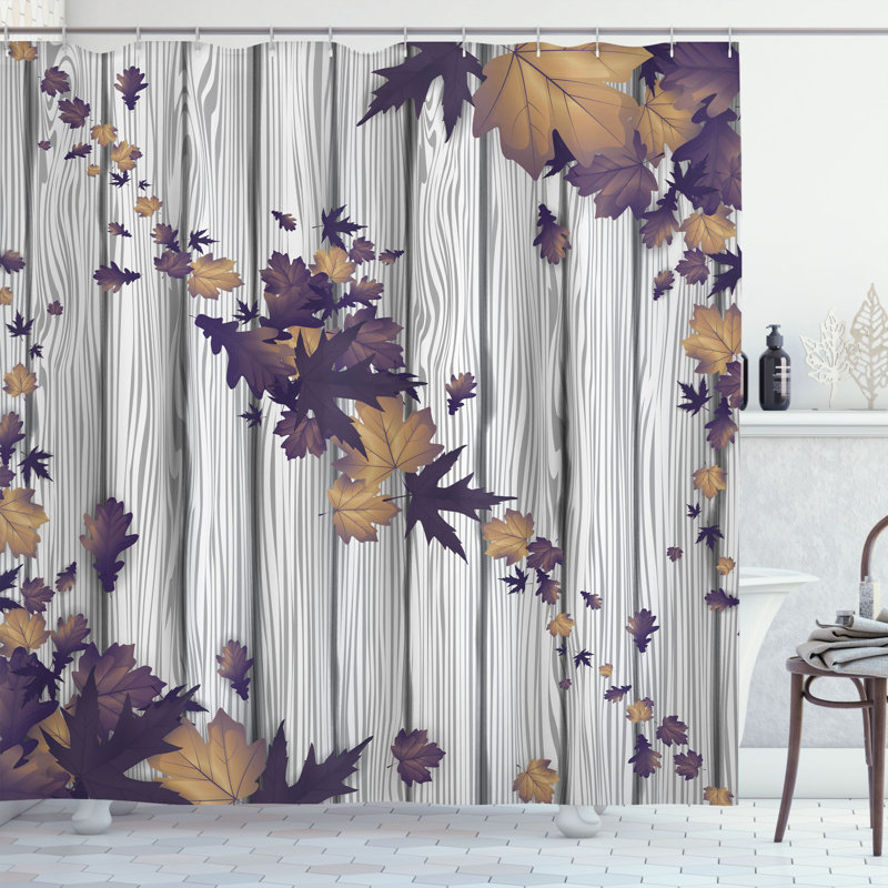 Ensemble de rideau de douche et crochets Autumn, H 69 po x l 84 po, Mauve foncé