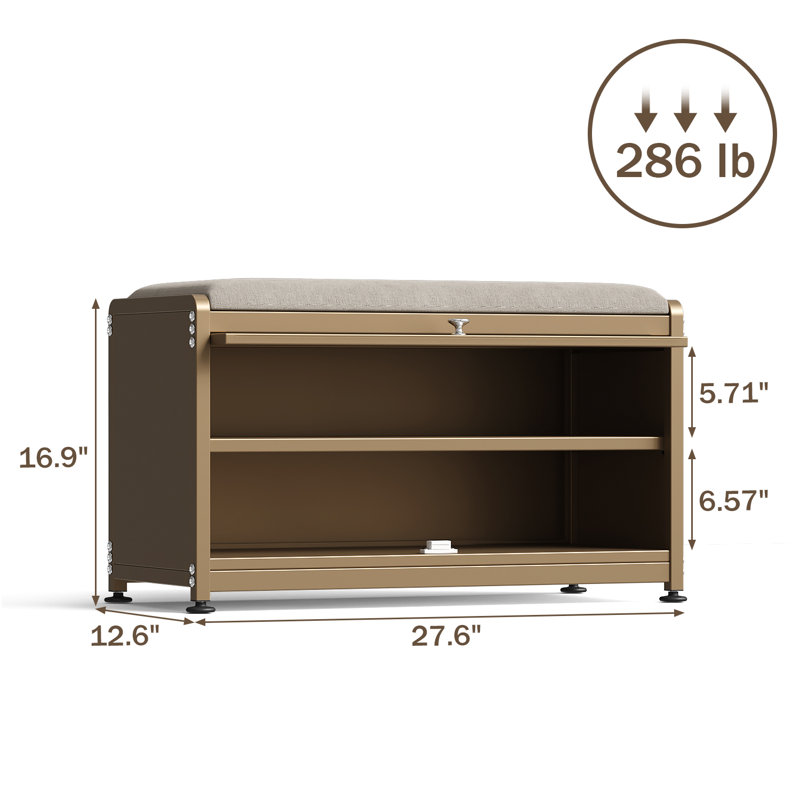 Banc de rangement pour 6 paires de chaussures, Jaune