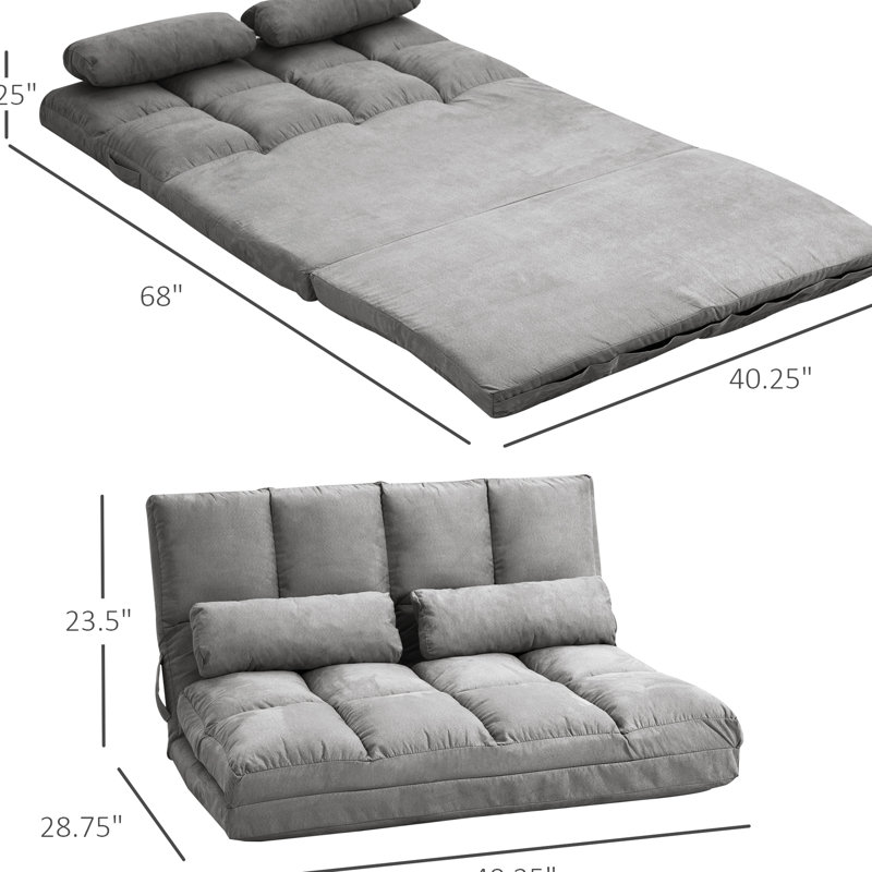 Canapé-lit convertible gris foncé pliable avec coussins, réglable, peu encombrant, canapé, chaise 2, construction stable