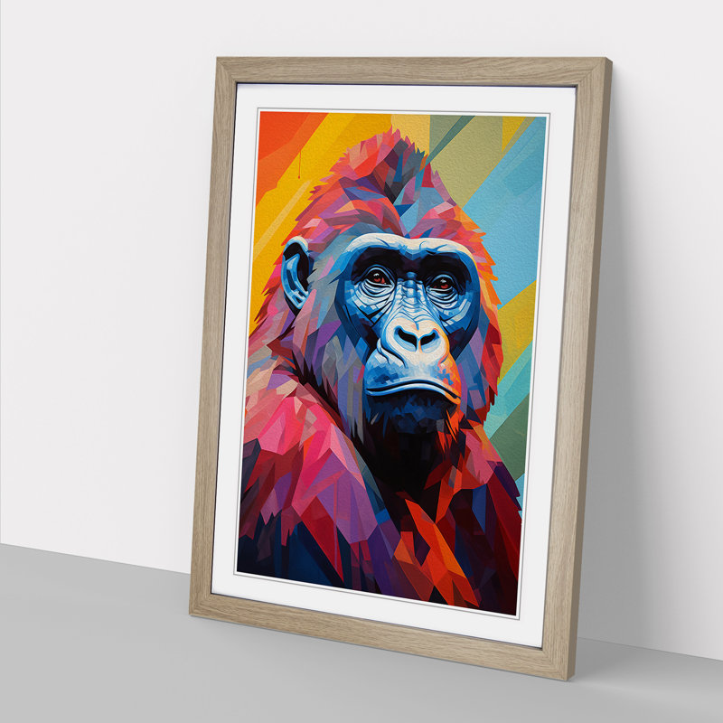 XYZ-FRM-V1223-3492 Gorilla Cubism - Single Picture Frame Print on Wood