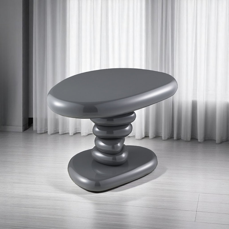 Charlene Gray High Gloss End Table, 15" H x 22" L x 16" W