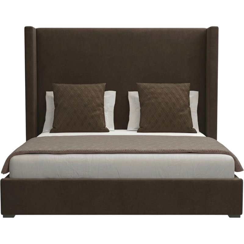 Esparto Upholstered Wingback Bed, King, Brown Flax Revolution®