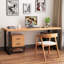 78,74 po Burlywood + bureau rectangulaire en bois massif noir et fer-109707329-109707334