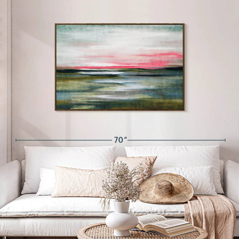 Greenfield Landscape Arciniega, Cadre flottant en noyer, 43 po x 29 po
