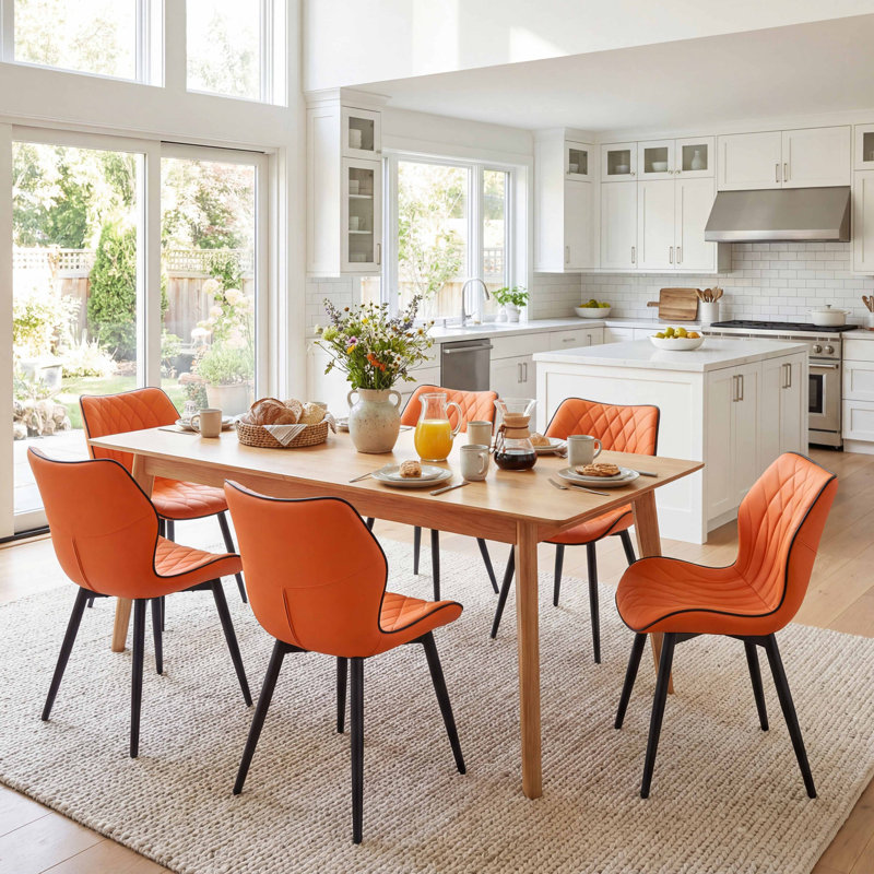 Chaise d'appoint rembourrée en similicuir avec structure en métal, Orange