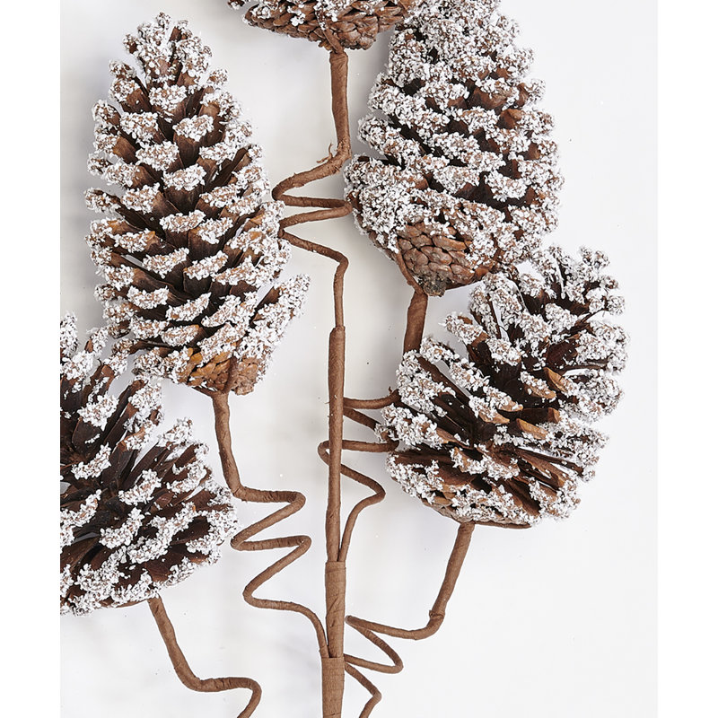 29" Christmas Gold Pine Cone Spray, White