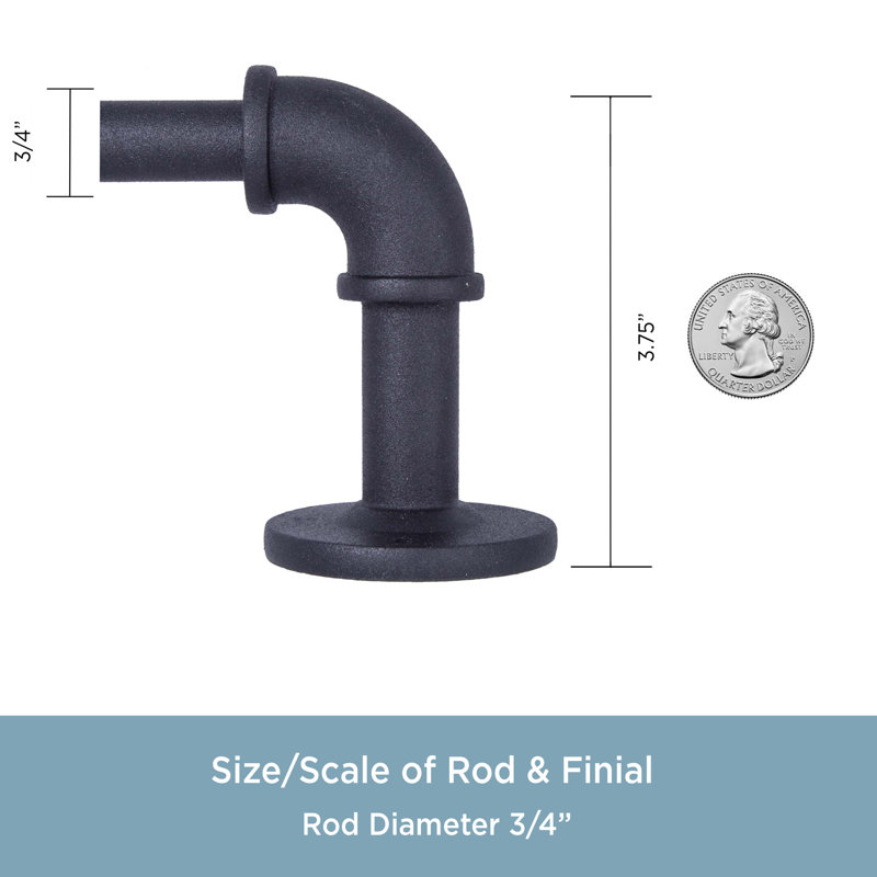 Matte Black Industrial Steel Room Darkening Curtain Rod