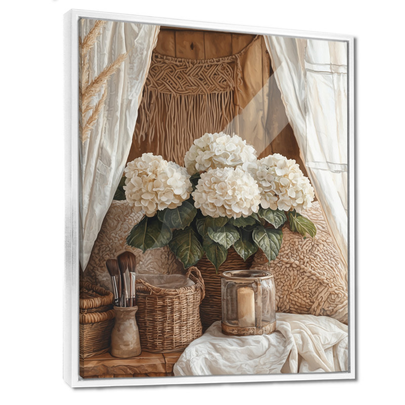 «Goshen Boho Hydrangeas» par The Boho Tent II - Hydrangea, reproduction d'art sur toile encadrée, H 20 po x l 12 po, Blanc