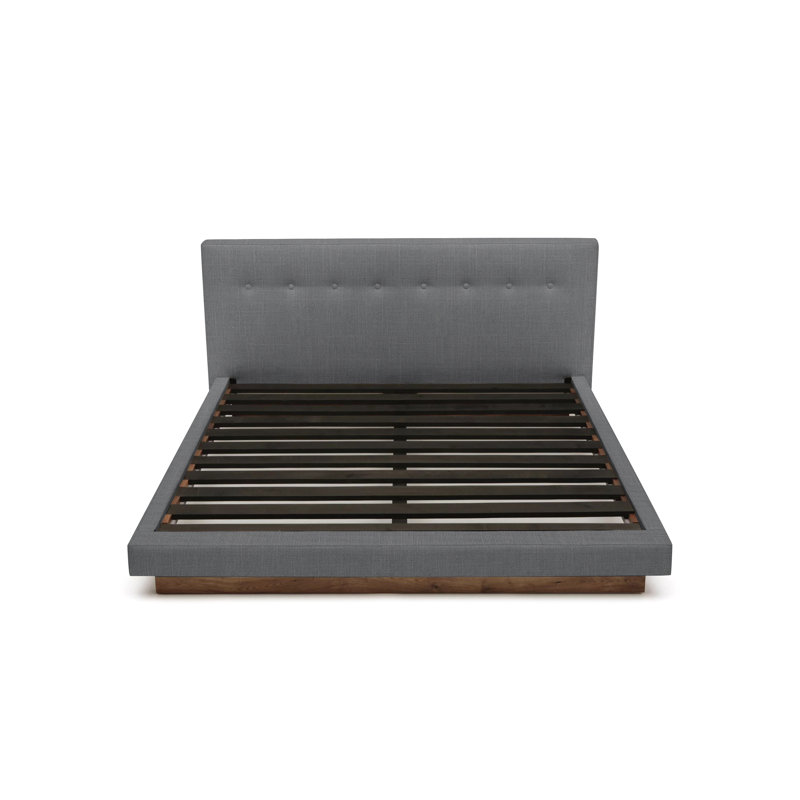 LRG Upholstered Platform Bed, California King, Petrol Linen Blend