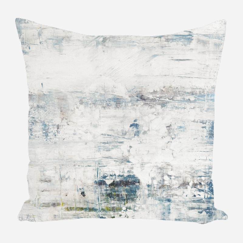 Housse et insert en lin, 23 po x 23 po, Bleu / blanc / gris, Carré