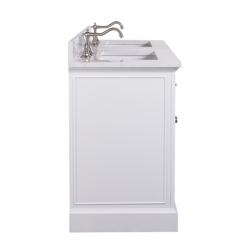 Thompson 54" W Double Bathroom Vanity, White/Brushed Nickel