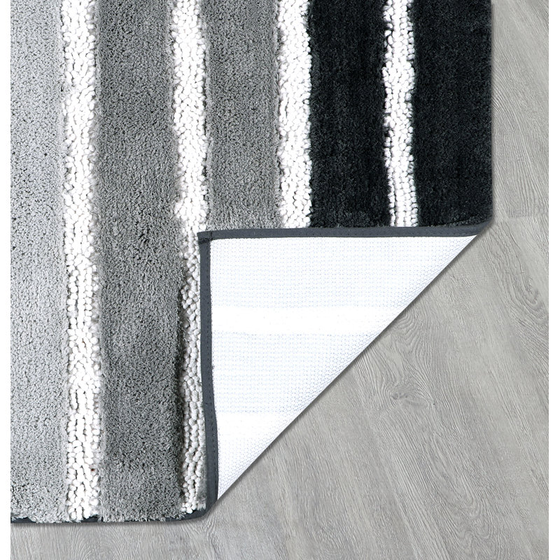 Tapis de bain ombré à rayures, L 32 po x l 20 po, Gris