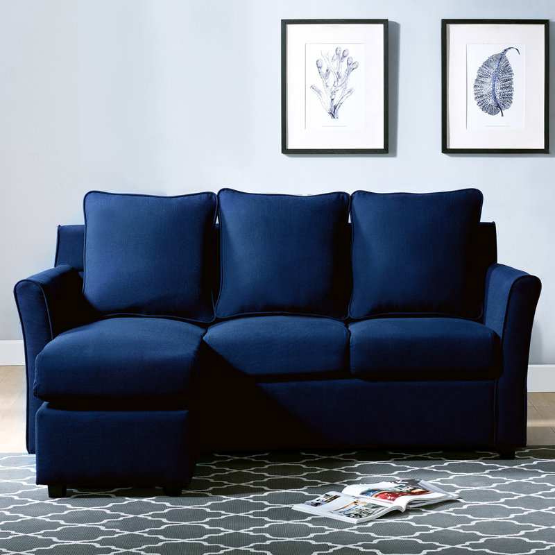 Thurman Upholstered L-Shaped Sectional Reversible, Royal Blue
