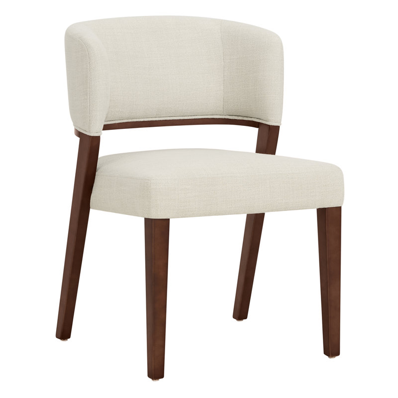 Chaise rembourrée à dossier ouvert avec structure en bois massif, Lin Effie