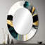Abstrait géométrique en marbre blanc et doré V - grand miroir mural ovale sur métal-1686730041