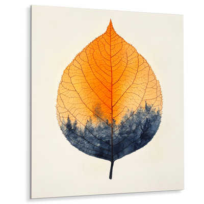 «Modern Amber Leave Harmony Of Autumn II», art mural en métal sur feuilles, reproduction d'art traditionnelle en métal