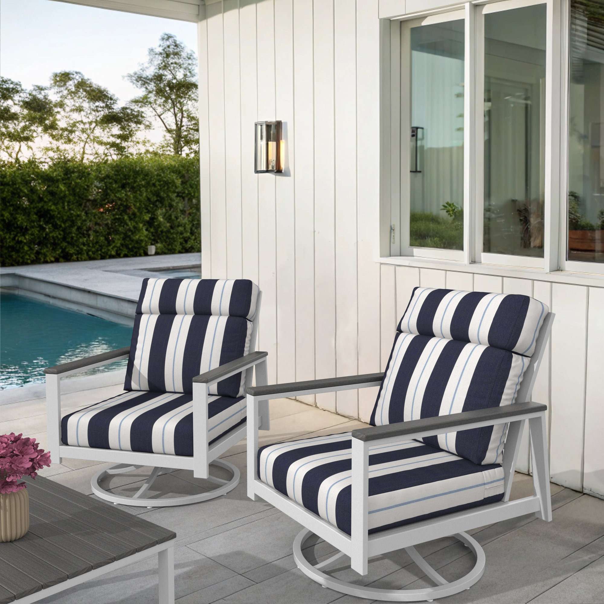 Townsend Metal Outdoor Rocking Chair With Sunbrella Cushion, Coastal Gray