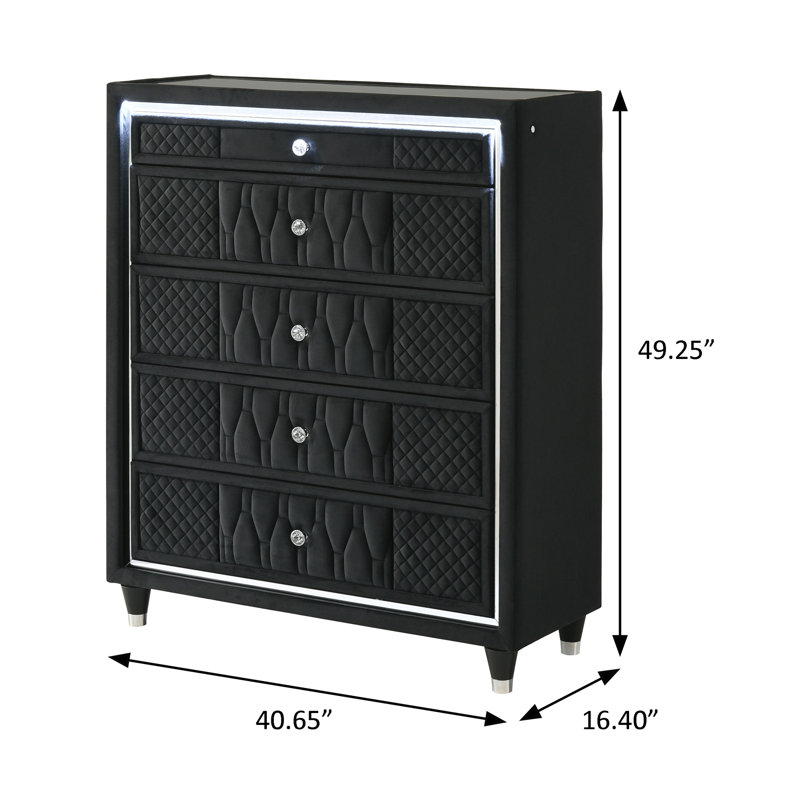 Commode traditionnelle 40,65 "de large, noire, Black