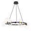 Lustre 15 lumières à globe moderne, îlot de cuisine rond 33 po avec abat-jour en verre transparent décalé, structure en métal noir mat, hauteur réglable de 23,6 po à 90,6 po, homologué UL pour la salle à manger