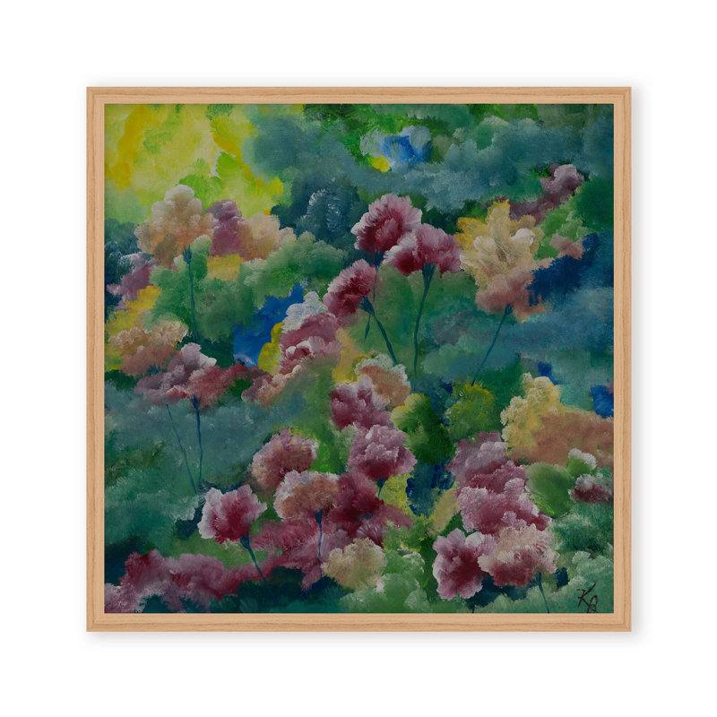 Nature Inspired "Petals of Spring" Canvas Wall Art By , 30" H x 30" W, Framed Matted Print, Black