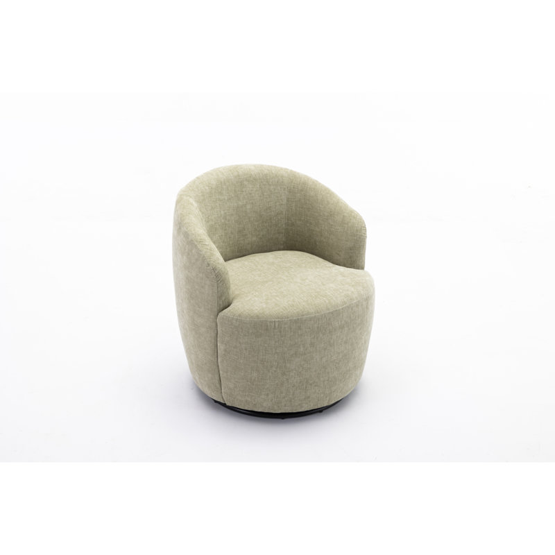 Fauteuil demi-tonneau pivotant en tissu avec anneau en métal thermolaqué