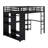 Metal Loft Bed Frame With Built-In Wardrobe, Desk And Storage Shelves