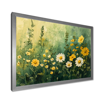 Jacqueleen Summers Wildflowers in Greens and Yellows Tones II - Art mural grand fleurs sauvages