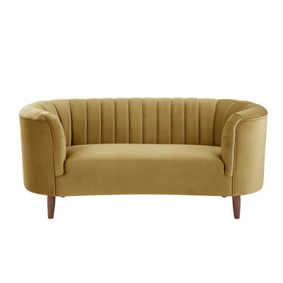Causeuse olive en velours jaune