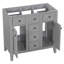 36" Bathroom Vanity Without Sink, Cabinet Base Only, Two Cabinets And Five Drawers, Solid Wood Frame