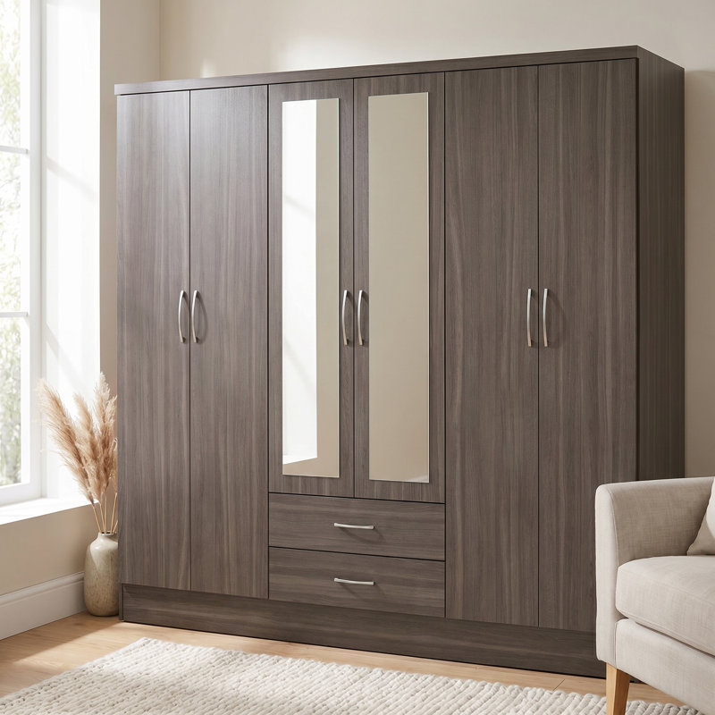 Cascio 6 Door Wardrobe, Black Wood Grain