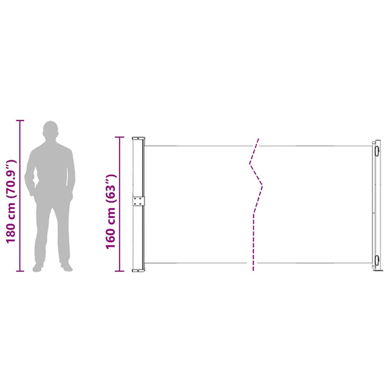 vidaXL Patio Retractable Side Awning 236.2"x63" Cream, 63" H x 236.2" W, Cream