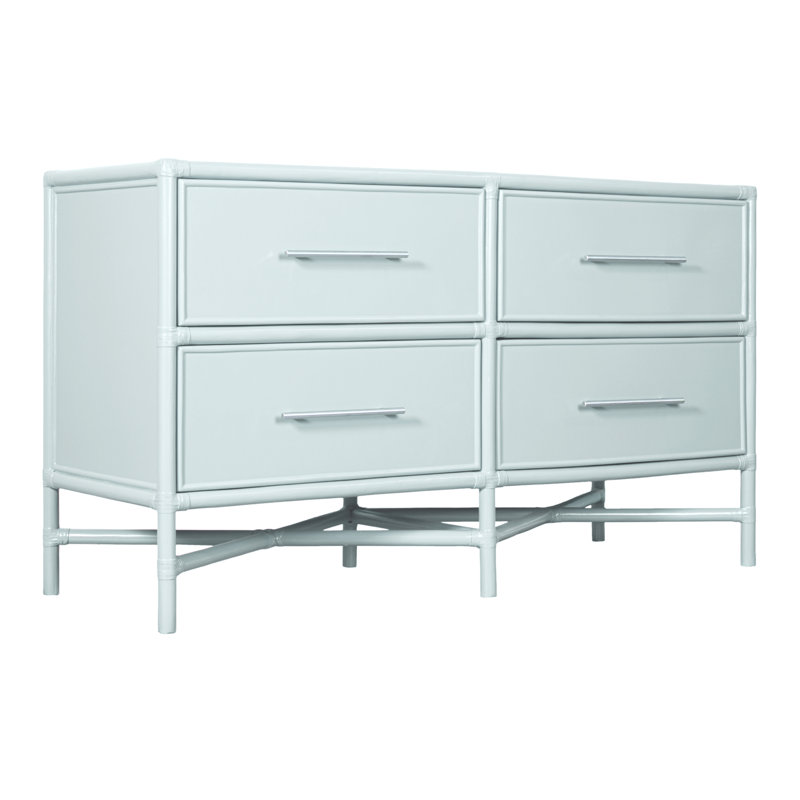 Venice 4 Drawers 54" W Double Dresser, Light Blue