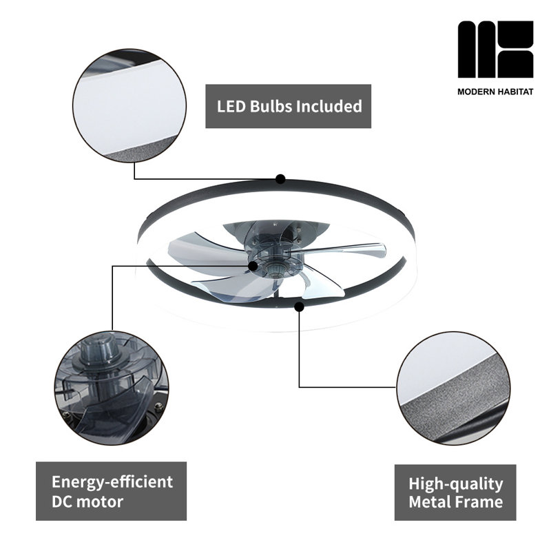 Ventilateur de plafond 19,7 po avec lumières DEL Dusen