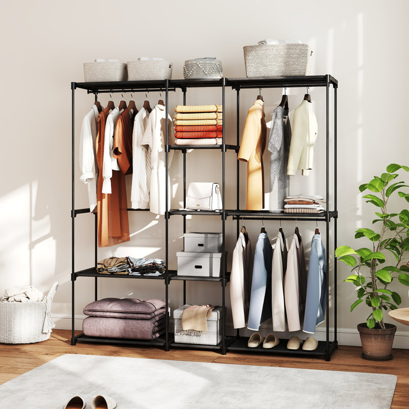 HOMCOM Portable Wardrobe Open Wardrobe 182 x 43 x 185cm Black