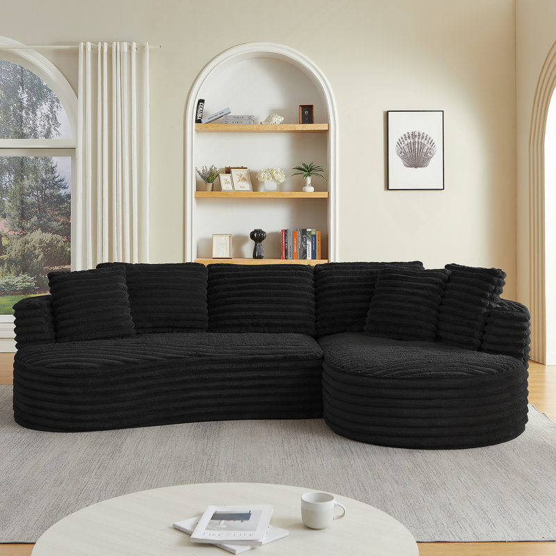 Canapé modulaire surdimensionné en forme de L de Boneless, Noir