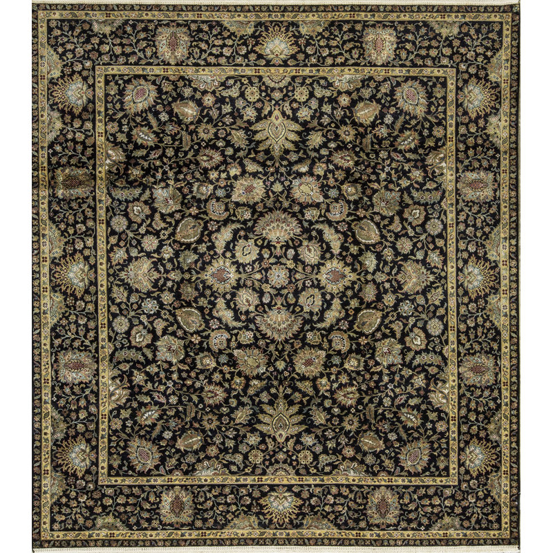 Tapis noir et noir de haute qualité noué à la main
