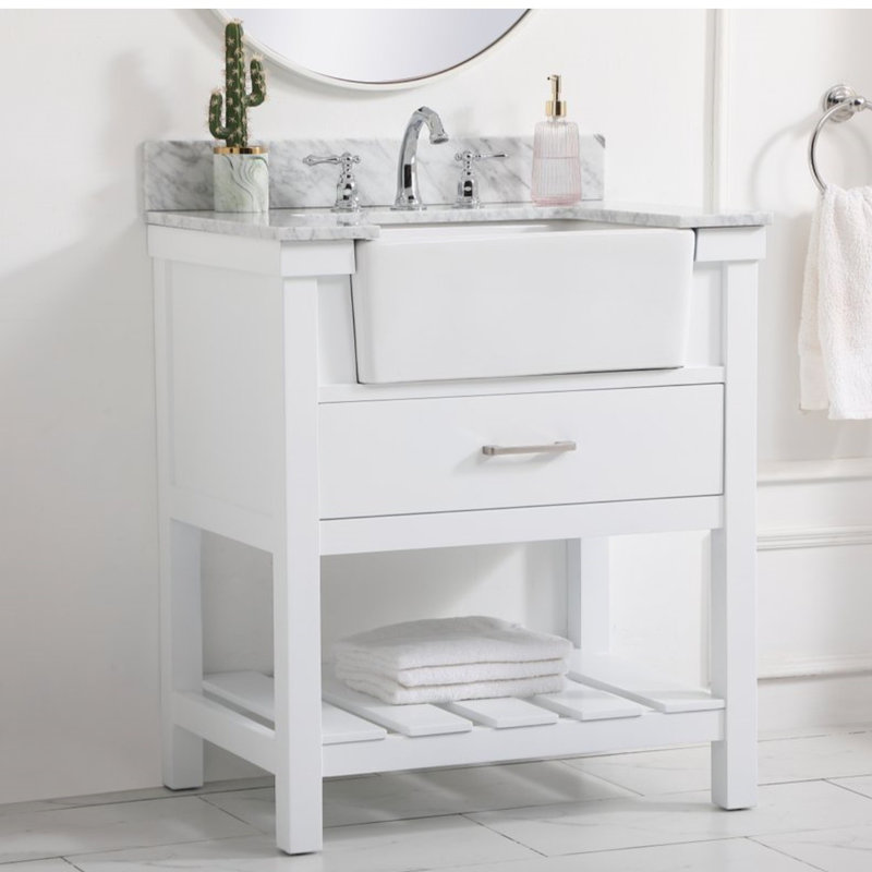 Meuble-lavabo simple 30 po Pelaghia, Blanc