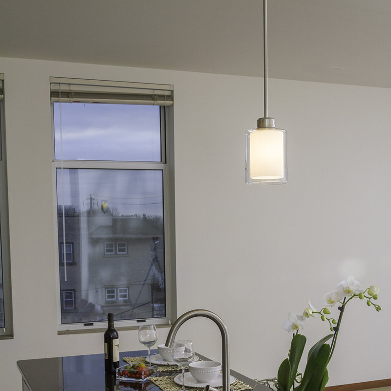 Aitkens 1 - Light LED Single Pendant, 46" H x 5.5" W x 5.5" D, Satin Nickel