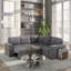 Canapé modulaire gris U2660 avec canapé-lit escamotable