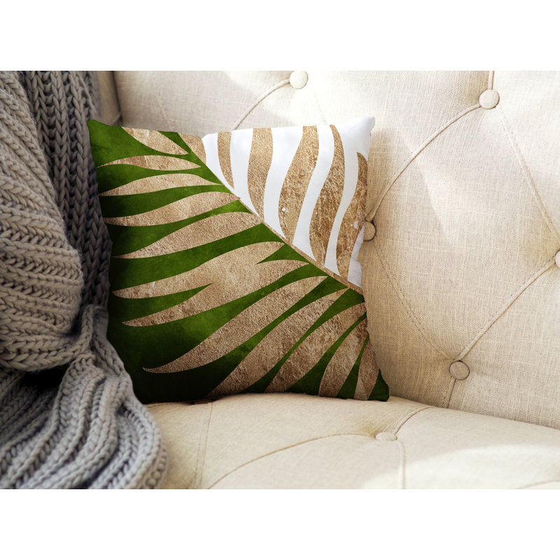 Floral Outdoor Reversible Throw Pillow, 15W" x 15H", Chertreuse/Gold/White