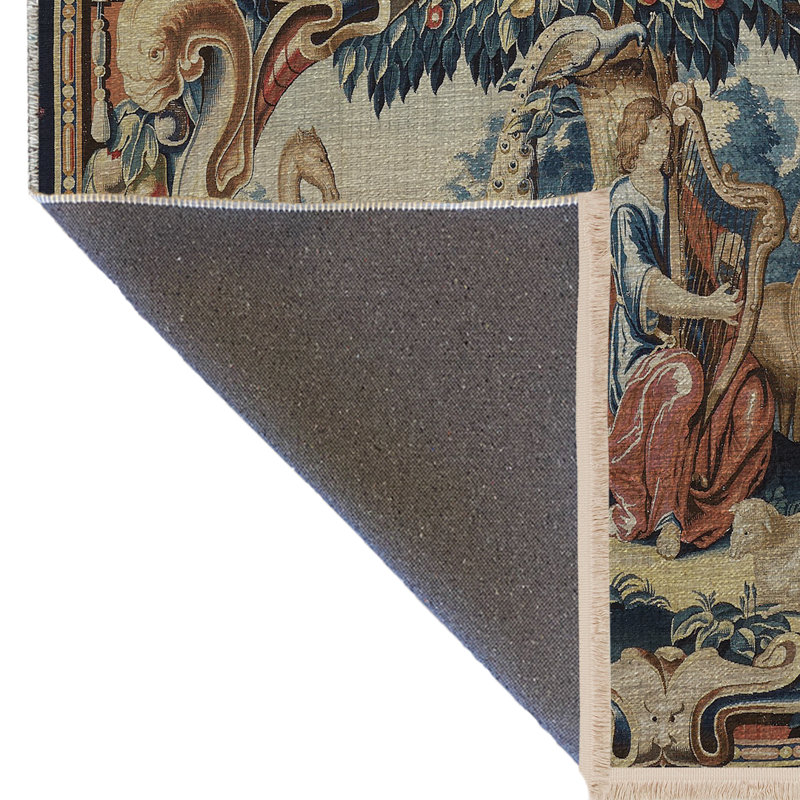 Tapis multicolore Gobelin, Rectangle 4 pi 11,06 po x 9 pi 10,11 po