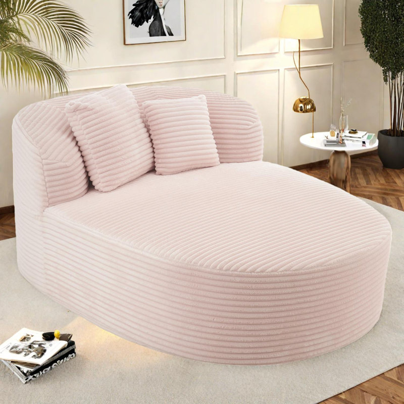 Canapé-lit moderne de 51,6 po avec deux coussins de soutien pour le salon, Rose