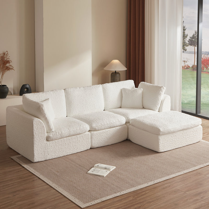 Canapé modulaire 110 po pour salon, Blanc