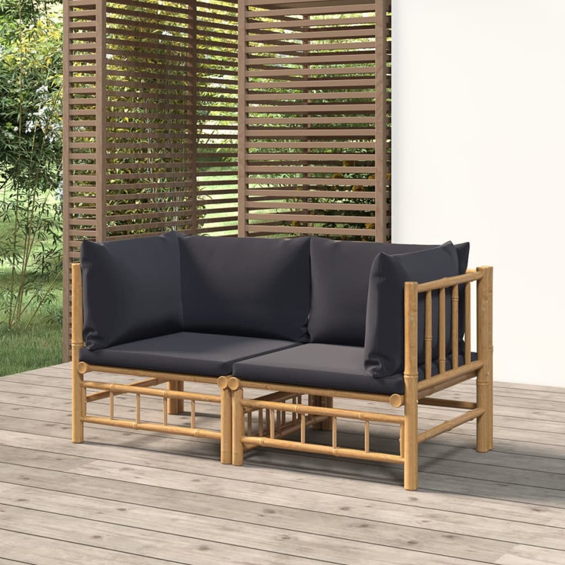 27.2'' Wide Patio Sofa with Cushions, Dark Gray
