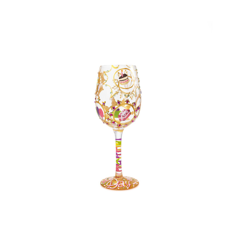 Grand verre à vin peint à la main 9 po Lolita
