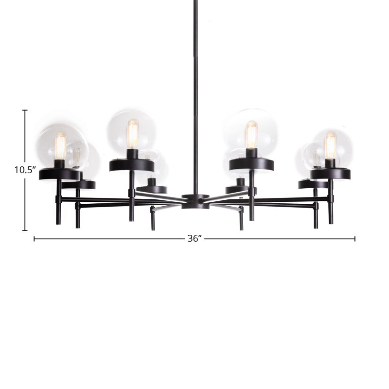 Lustre 8 lumières Yonit, Noir, Transparent