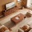 66.9" Media Console & 47.2" Coffee Table Set, Mid-century Carved Wood Living Room Set With Geometric Relief, Walnut Finish Entertainment Center & Storage Coffee Table With Gold Accents