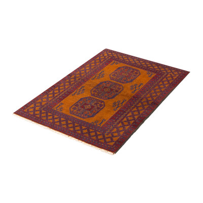 Tapis tribal en laine noué à la main brun unique de 3 pi 3 po x 4 pi 10 po