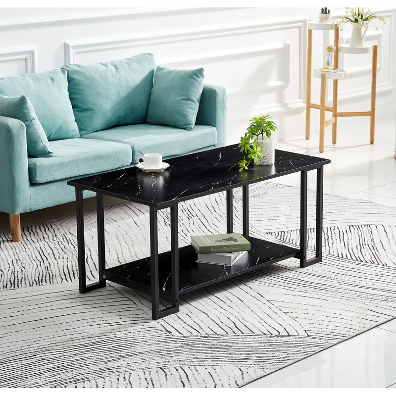 Bruneta Single Coffee Table, Marble Black, Black